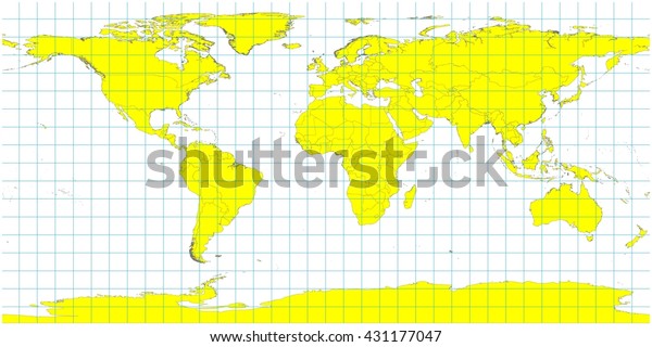 Beautiful Large World Map Illustration Yellow Stock Illustration