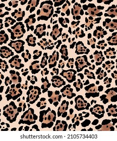 Beautiful Leopard Animal Abstract Illustration Seamless Pattern. Fabric Motif Texture Repeated. Animal Skin Wild Safari Jaguar Panther Element Vintage Brown. 