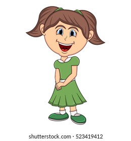 Beautiful Little Girl Cartoon Stock Illustration 523419412 | Shutterstock