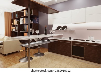 Lighted Kitchen Interior Images Stock Photos Vectors Shutterstock