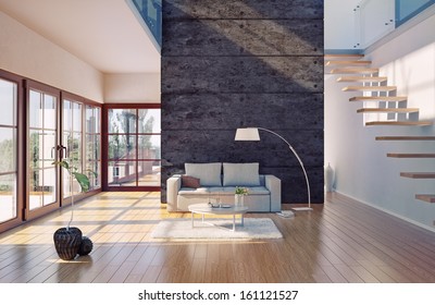 Beautiful Modern Living Room Interior (cg Illustration)