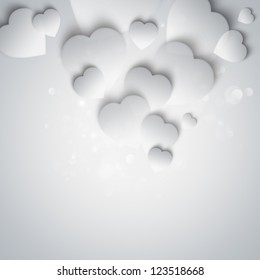 Beautiful Modern Valentine Background With White Hearts On Gray Background