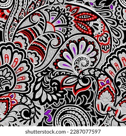 Beautiful Motif Pattern Design with Border and Background Using Geometric Flower for Textile 