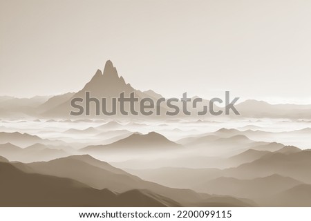 Image, Stock Photo Golden hour glow on towering Himalayan peaks