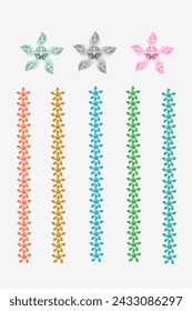 Beautiful Multicolor Stars: Cut work,vector art.Colorful stars with matching stars chain isolated on white background.