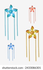 Beautiful Multicolor Stars: Cut work,vector art.Colorful stars with matching stars chain isolated on white background.