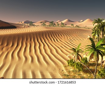 Beautiful natural background -African oasis 3d rendering