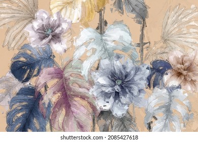 Beautiful Oil Painting Flower Illustration