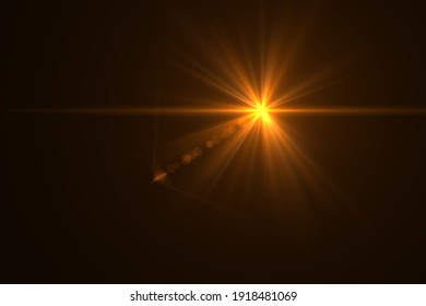 Beautiful Optical Lens Flare Effect Golden Sun Light