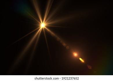 Beautiful Optical Lens Flare Effect Golden Sun Light