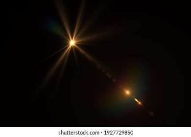 Beautiful Optical Lens Flare Effect Golden Sun Light