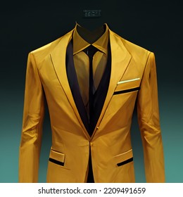 Beautiful Orange Suit Jacket With A Dark Shirt. Man Clothing, Expensive Clothes, Elegant, Stylish, Luxury, Fashion, Designer. Painting, Concept Art, Illustration