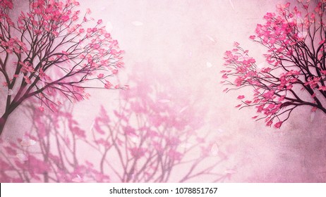 Beautiful oriental blossom background. 3d rendering picture.