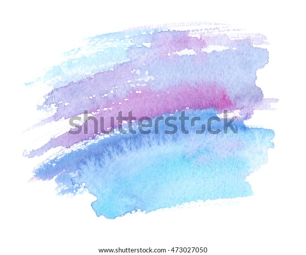 白い背景に水彩で描かれた美しい薄紫と冷たい青の筆跡 のイラスト素材