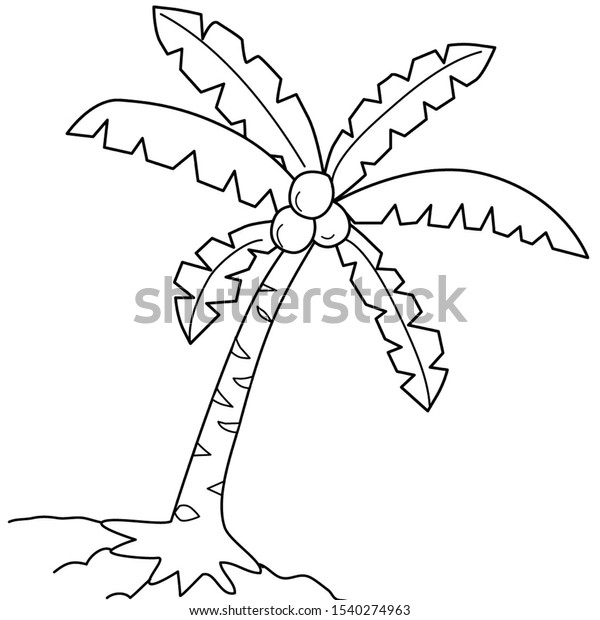 Beautiful Palm Tree Colouring Pages Preschool Stock Illustration ...