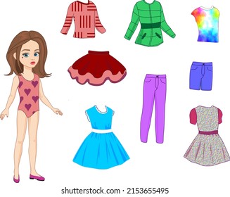 Beautiful Paper Doll Clothes Doll Girl Stock Illustration 2153655495 ...