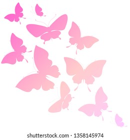 Beautiful Pink Butterflies Isolated On White Stock Illustration 1358145974