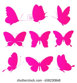 Set Abstract Butterflies Coloured Contour Silhouettes Stock Vector 