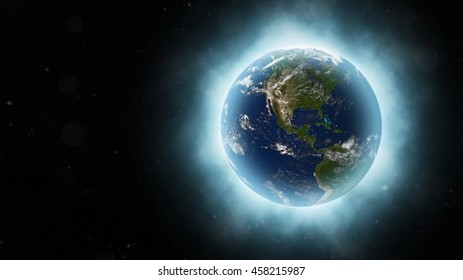 Beautiful Planet Earth's Radiant Light Through The Universe - 3D Illustration (Elements of this image furnished by NASA)