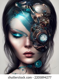 Beautiful Portrait Of A Female Cyborg