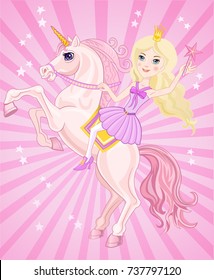 Beautiful Princess Fairy Tale Unicorn Stock Vector (Royalty Free ...