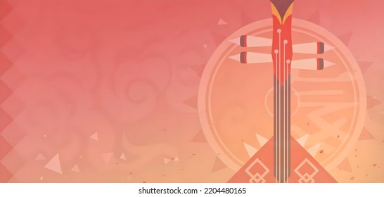 Beautiful Red Banjo Guitar Background Xinyan Name Card Genshin Impact