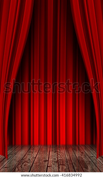 Beautiful Red Curtain Background Abstract Folds Stock Illustration