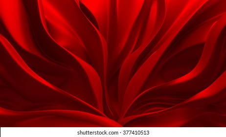 Kaunis punainen lepattava kangas. Tausta, 3d, abstrakti. Arkistokuvituskuva