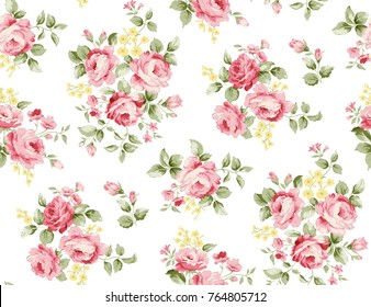 Beautiful rose flower pattern , little floral bouquet vintage for fashion
