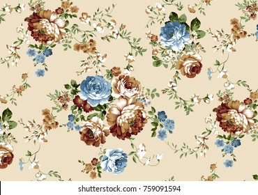 Beautiful Rose Vintage Flower Pattern with soft ground