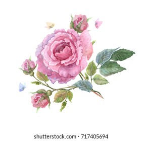 Watercolor Flowers Arrangements Floral Illustration Composition Stock ...
