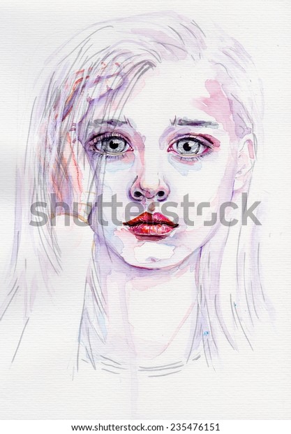 Beautiful Sad Girl Blond Hair Long Stock Image Download Now