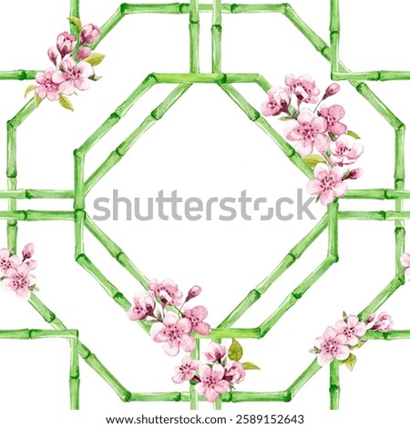 Beautiful seamless pattern with hand drawn bamboo lattice in vacation style. Ready print design.