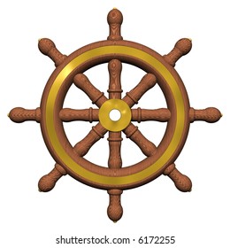 Beautiful ship's wheel isolated on white