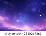 Beautiful sky cloud Space galaxy background with stars, bright colours, purple, blue, pink, night scene. Fantasy drawing sky cloudy blue purple galaxy