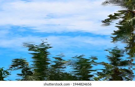 Beautiful sky and leaf shadow on water surface 