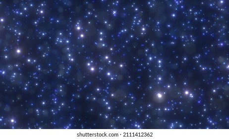 Beautiful Sparkle Overlay of Deep Blue Sapphire Shiny Falling Glitter 3D Rendering - Abstract Background Texture