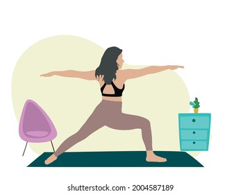 262 Warrior 2 pose yoga Stock Illustrations, Images & Vectors ...