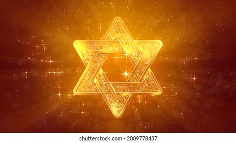 Beautiful Star Of David Background . Cg Object 3D Illustration