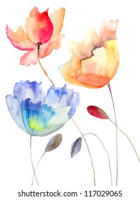 美しい夏の花 水彩イラスト のイラスト素材 Shutterstock