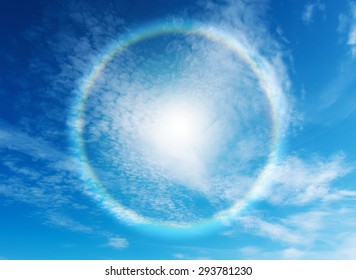 Beautiful sun halo phenomenon illustration