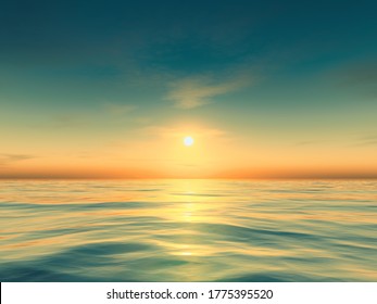 A beautiful teal and orange sunset background 3D illustration