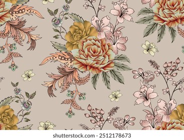 Hermosa textil multicolor flor