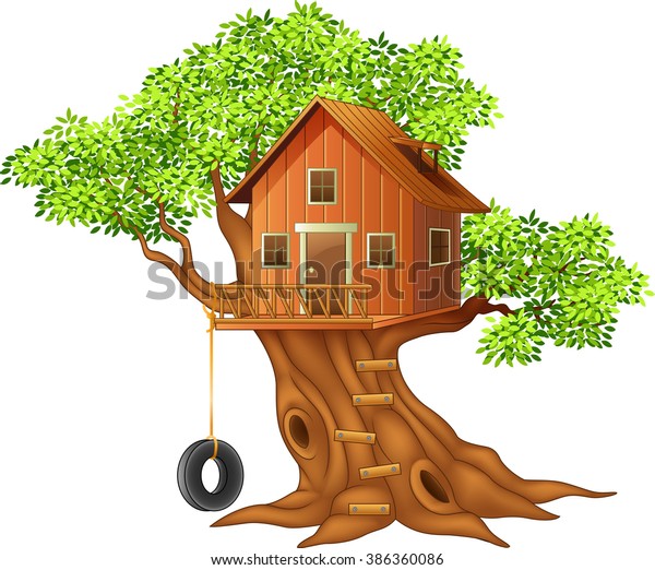 Beautiful Tree House Cartoon のイラスト素材
