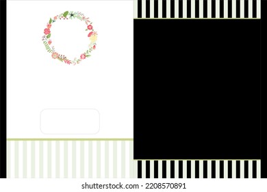 Beautiful And Unique Wedding Invitation Background With Stripes, Flowers