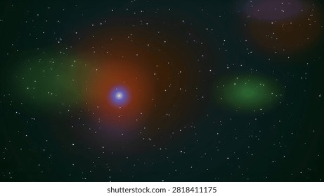 A beautiful view of the deep dark space featuring a bright glowing star surrounded by soft colorful nebula clouds and many small distant stars.