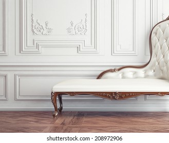 The beautiful vintage sofa next to the wall (retro-style illustration)
