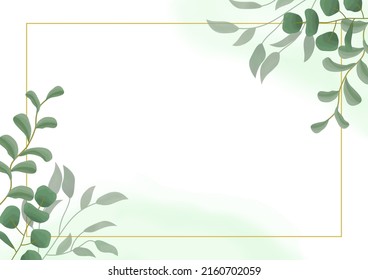 Beautiful Watercolor Background With Floral Ornament, Soft Smoke Brush And Copy Space For Horizontal Banner, Backdrop, Wedding Invitation, Thank You Card, Wallpaper