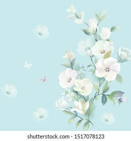 beautiful watercolor flowers for your design and floral pattern for wallpaper or fabric