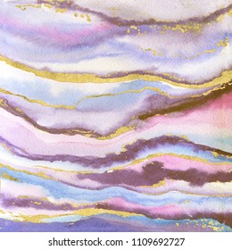 Beautiful Watercolor Marble Texture With Gold Accents